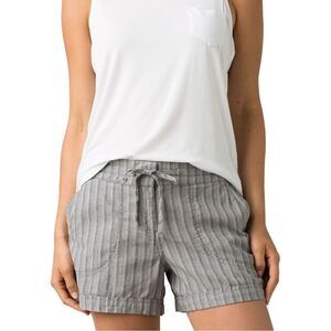 PRANA The Arlie Short Gray White Striped Women’s Size Large